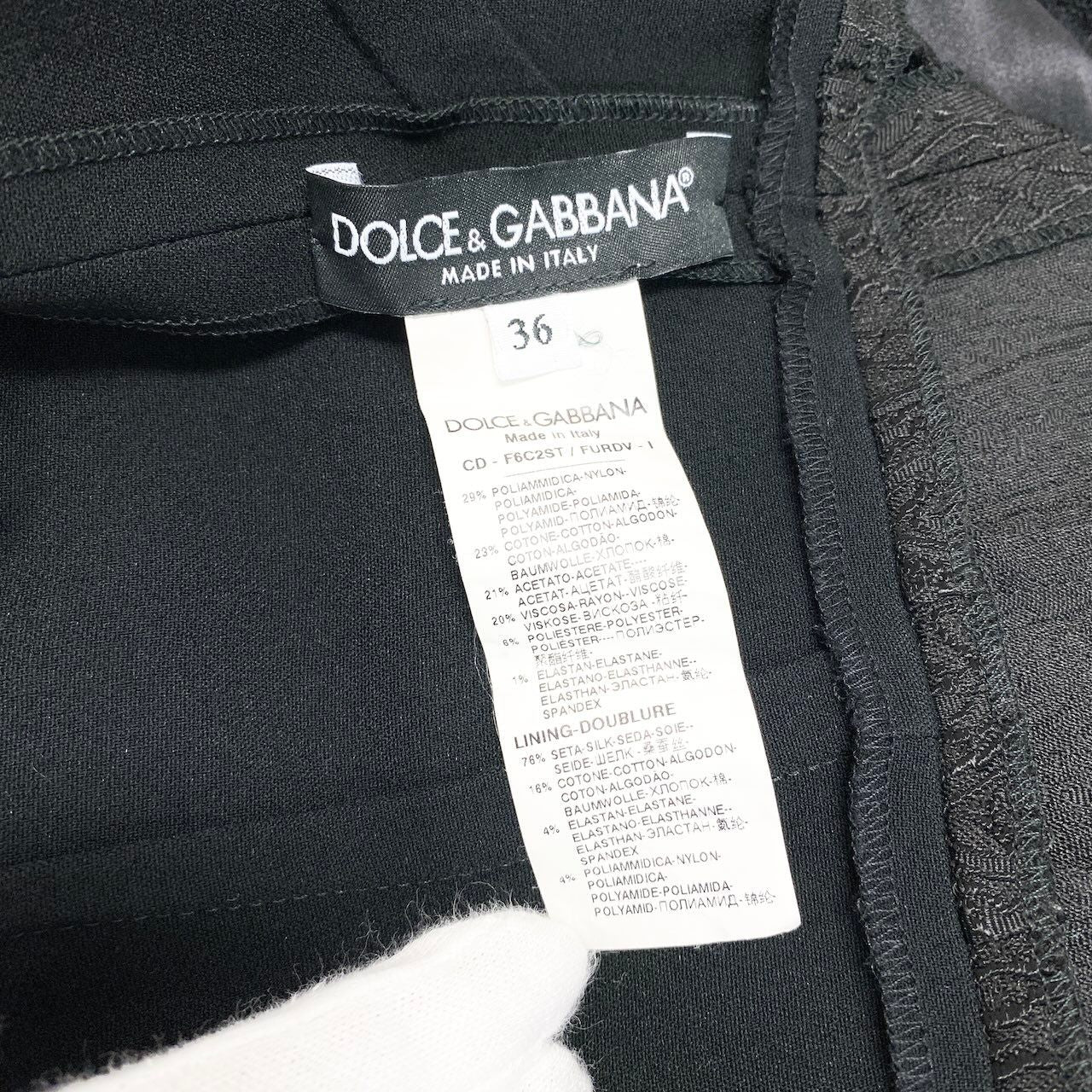 Dolce & Gabbana Lace Dress Contrast Puff Sleeve 36 Black See Image — view 8
