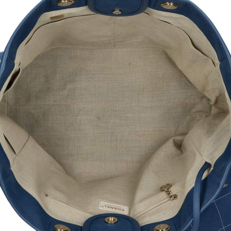 Chanel Deauville Leather Logo Patch 2-Way Chain Tote — view 3