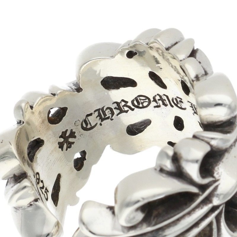 Chrome Hearts Dbl Flrl Crs Double Floral Cross Silver Ring — view 3