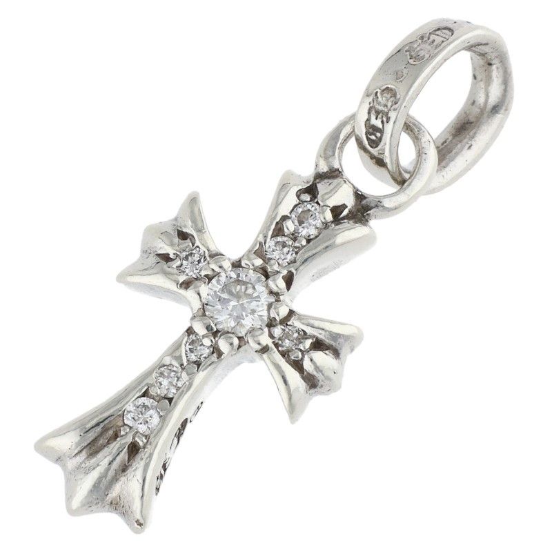 Chrome Hearts Crs Baby Fat P Dmnd Fat Pave Diamond Charm Silver Necklace Top