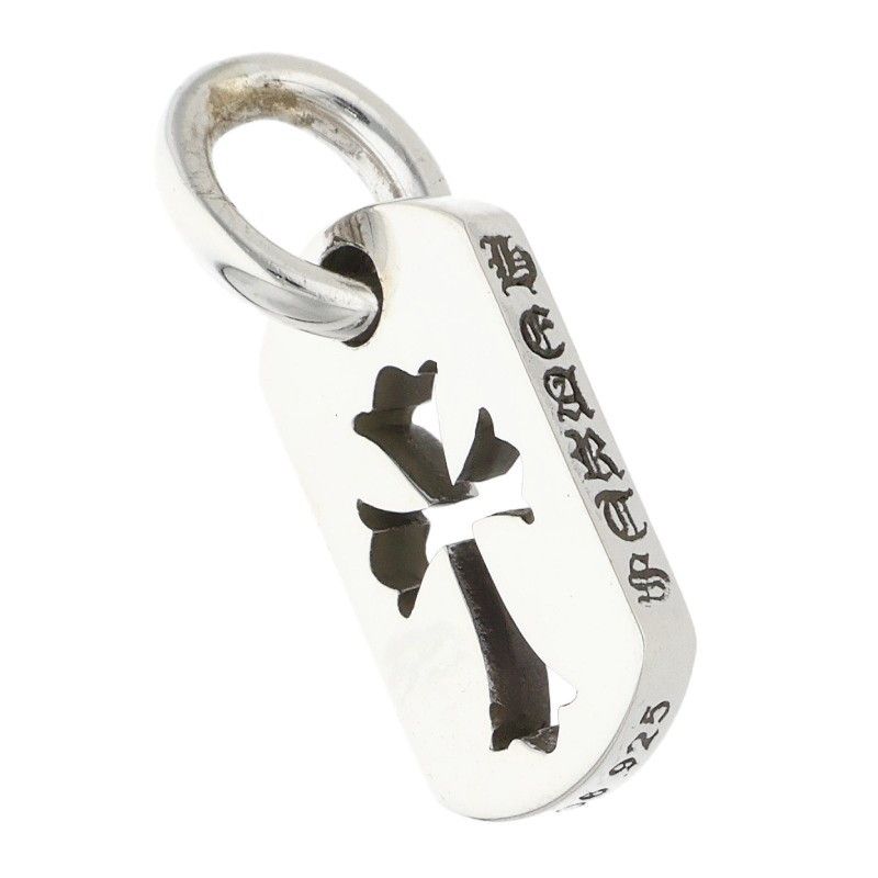 Chrome Hearts DT Tny CO Crs Tiny Cutout Cross Dog Tag Silver Necklace Top — view 5