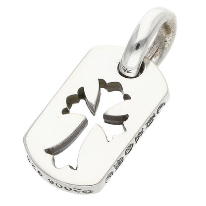 Chrome Hearts DT Tny CO Crs Tiny Cutout Cross Dog Tag Silver Necklace Top — view 2
