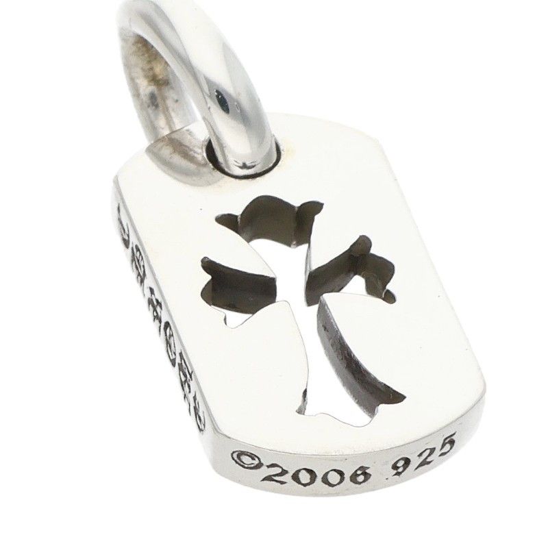 Chrome Hearts DT Tny CO Crs Tiny Cutout Cross Dog Tag Silver Necklace Top — view 4