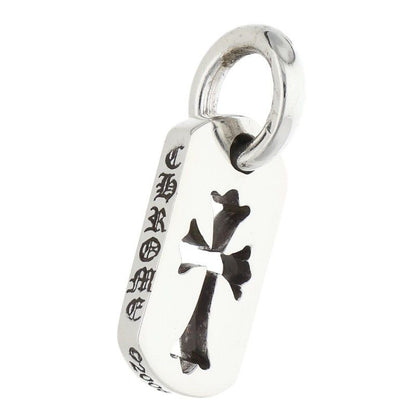 Chrome Hearts DT Tny CO Crs Tiny Cutout Cross Dog Tag Silver Necklace Top — view 3