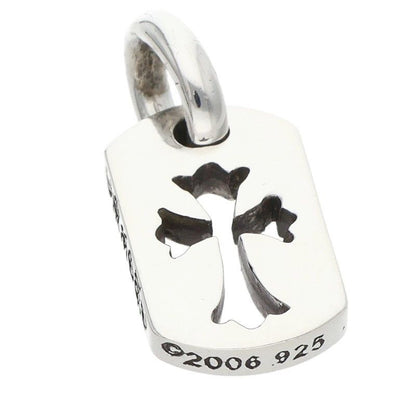 Chrome Hearts DT Tny CO Crs Tiny Cutout Cross Dog Tag Silver Necklace Top — view 4
