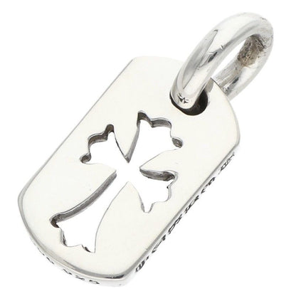 Chrome Hearts DT Tny CO Crs Tiny Cutout Cross Dog Tag Silver Necklace Top