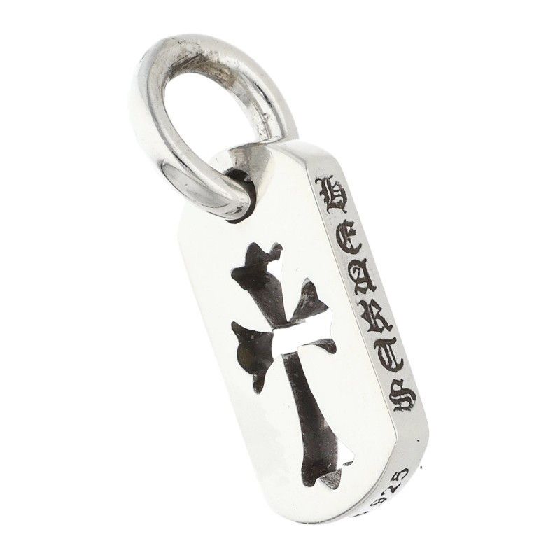 Chrome Hearts DT Tny CO Crs Tiny Cutout Cross Dog Tag Silver Necklace Top — view 5