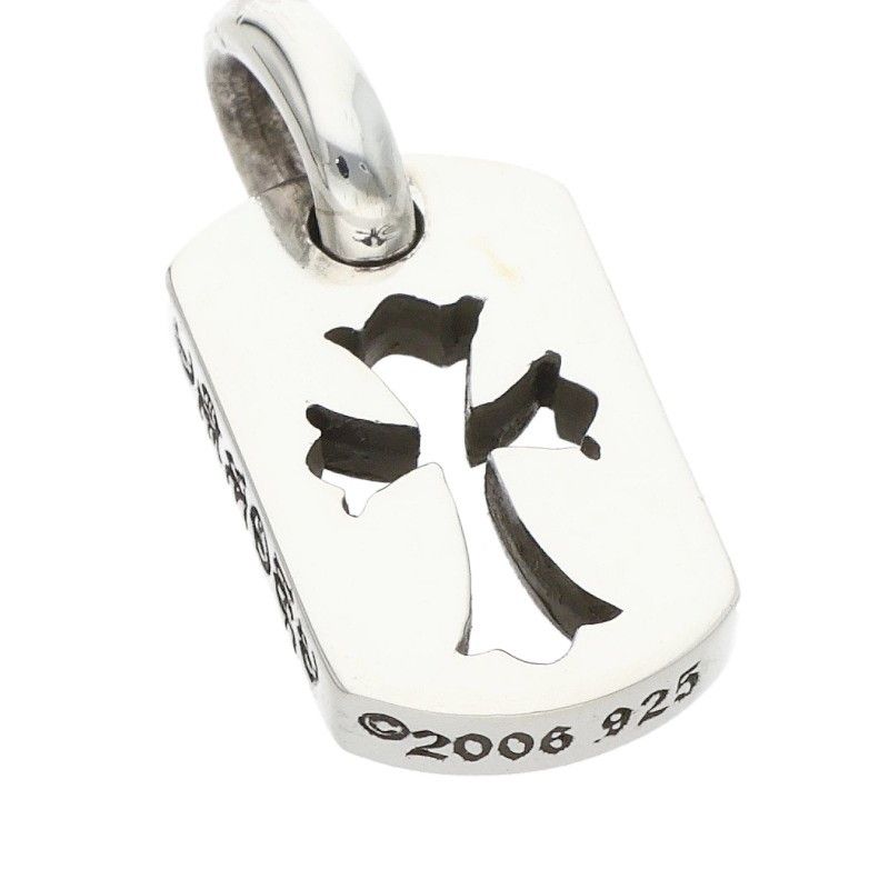 Chrome Hearts DT Tny CO Crs Tiny Cutout Cross Dog Tag Silver Necklace Top — view 4
