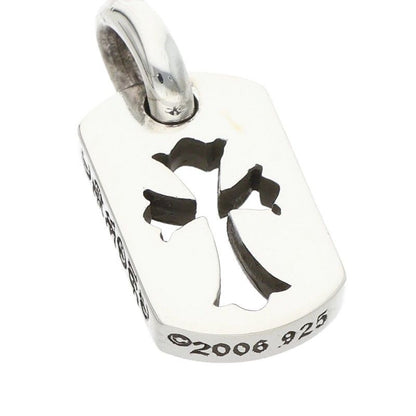 Chrome Hearts DT Tny CO Crs Tiny Cutout Cross Dog Tag Silver Necklace Top — view 4