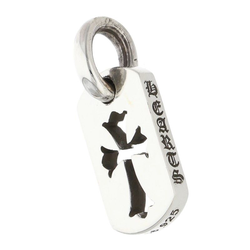 Chrome Hearts DT Tny CO Crs Tiny Cutout Cross Dog Tag Silver Necklace Top — view 5