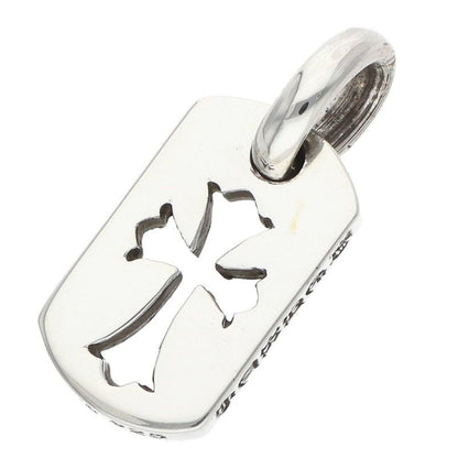 Chrome Hearts DT Tny CO Crs Tiny Cutout Cross Dog Tag Silver Necklace Top