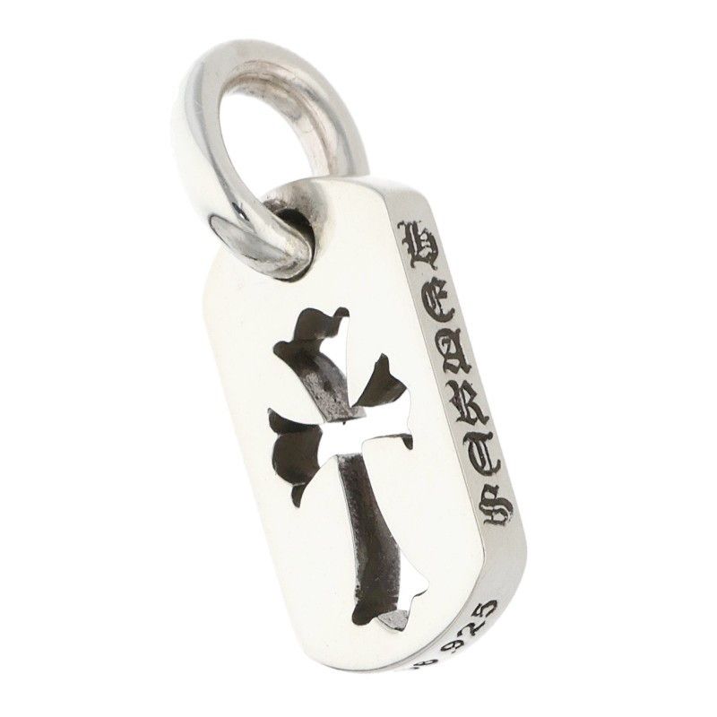 Chrome Hearts DT Tny CO Crs Tiny Cutout Cross Dog Tag Silver Necklace Top — view 5