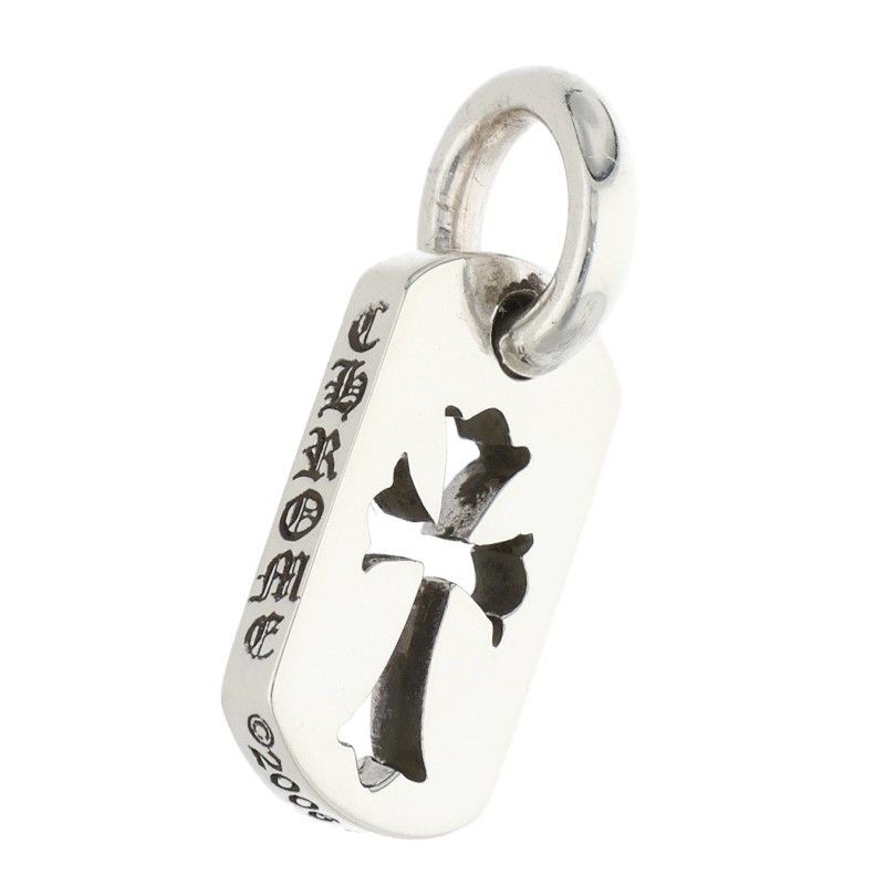 Chrome Hearts DT Tny CO Crs Tiny Cutout Cross Dog Tag Silver Necklace Top — view 3
