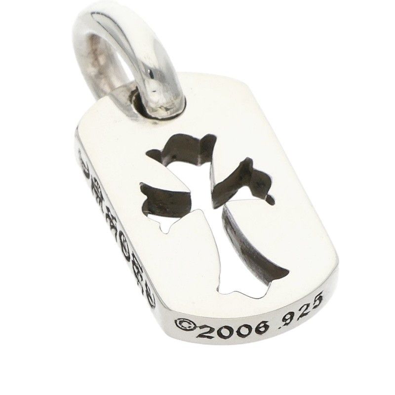 Chrome Hearts DT Tny CO Crs Tiny Cutout Cross Dog Tag Silver Necklace Top — view 4