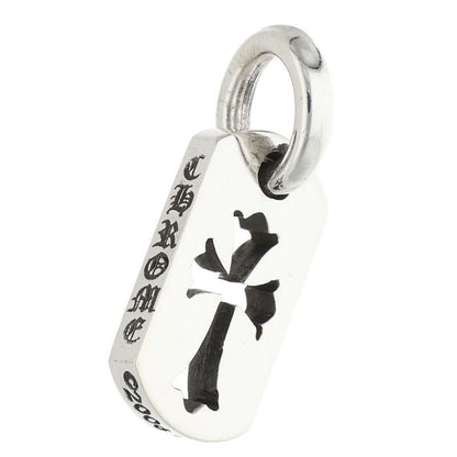 Chrome Hearts DT Tny CO Crs Tiny Cutout Cross Dog Tag Silver Necklace Top — view 3