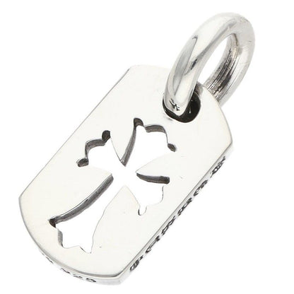 Chrome Hearts DT Tny CO Crs Tiny Cutout Cross Dog Tag Silver Necklace Top