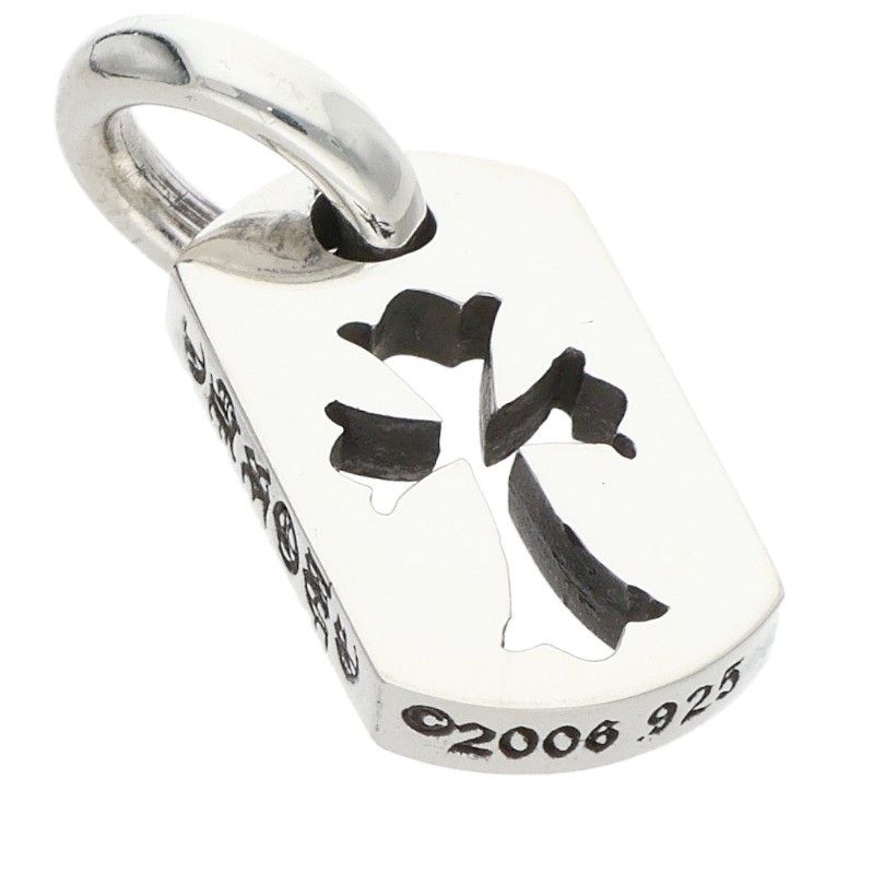 Chrome Hearts DT Tny CO Crs Tiny Cutout Cross Dog Tag Silver Necklace Top — view 4