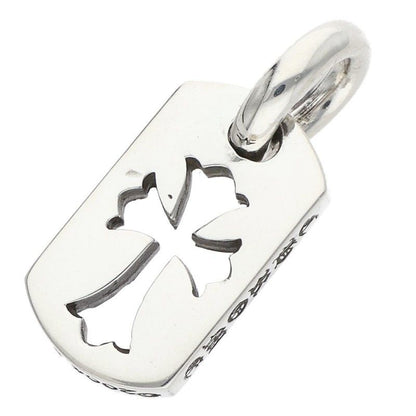 Chrome Hearts DT Tny CO Crs Tiny Cutout Cross Dog Tag Silver Necklace Top — view 2