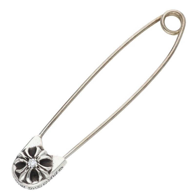 Chrome Hearts Safetypin LG Large Safety Pin 1 Diamond Silver Necklace Top