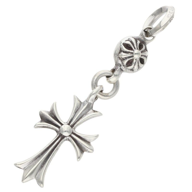 Chrome Hearts Tny CH Crs 1 Ball Tiny CH Cross Charm Silver Necklace Top