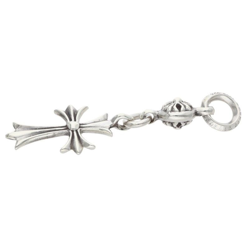 Chrome Hearts Tny CH Crs 1 Ball Tiny CH Cross Charm Silver Necklace Top — view 5