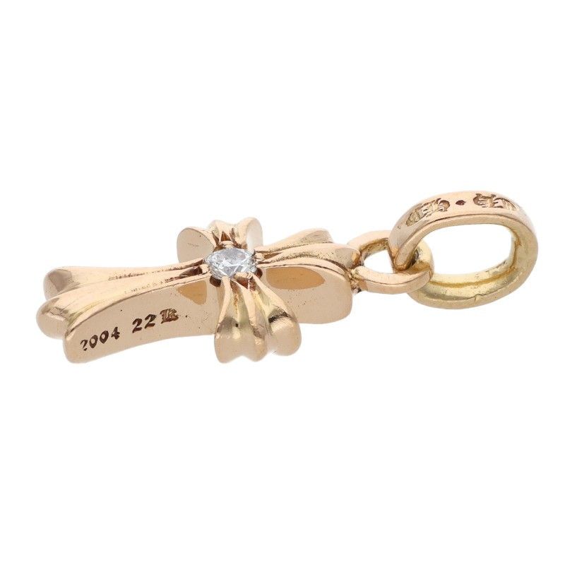 Chrome Hearts 22k Crs Baby Fat Dmnd Fat 1 Diamond on Both Sides Charm Gold — view 4