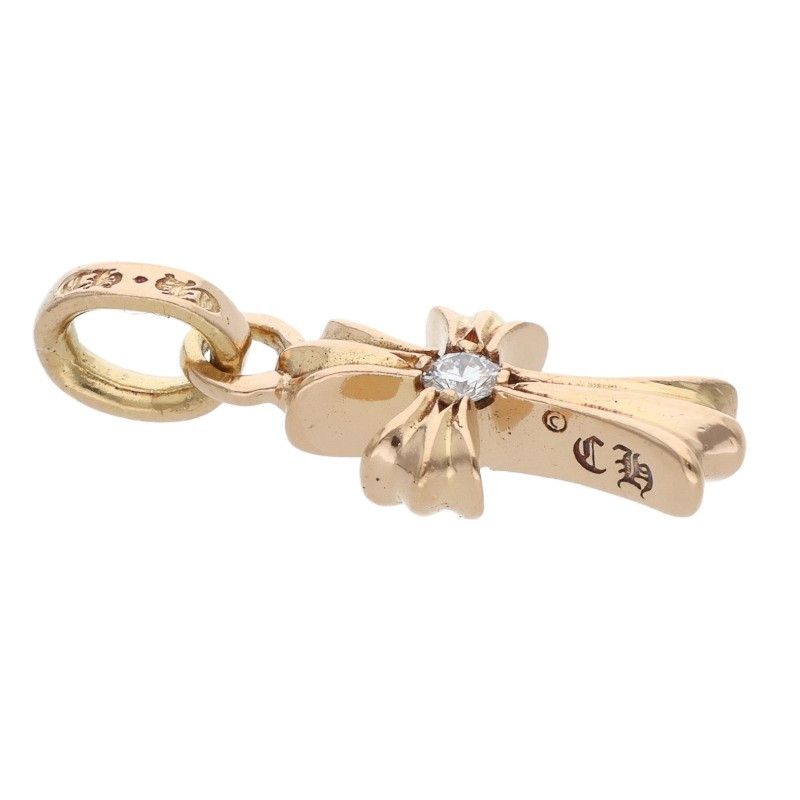 Chrome Hearts 22k Crs Baby Fat Dmnd Fat 1 Diamond on Both Sides Charm Gold — view 3