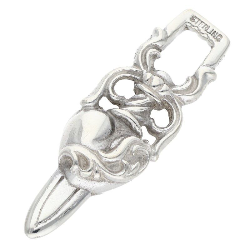 Chrome Hearts Dagger Heart Pendant Silver Necklace