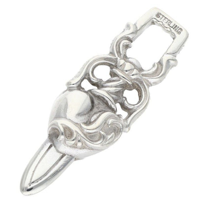 Chrome Hearts Dagger Heart Pendant Silver Necklace