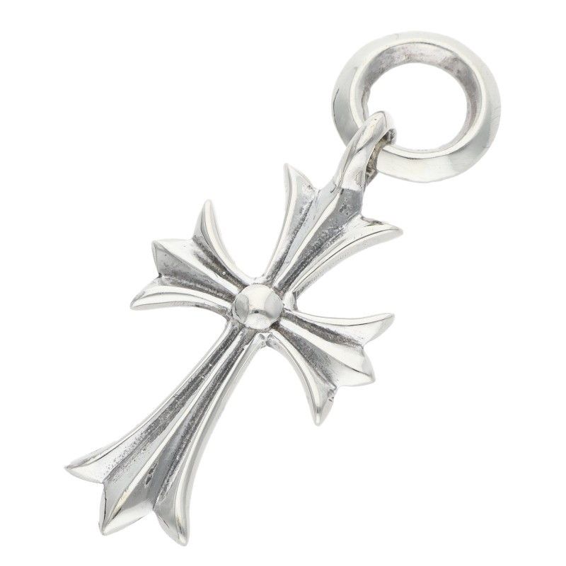 Chrome Hearts Tiny CH Cross Charm Silver Necklace Top