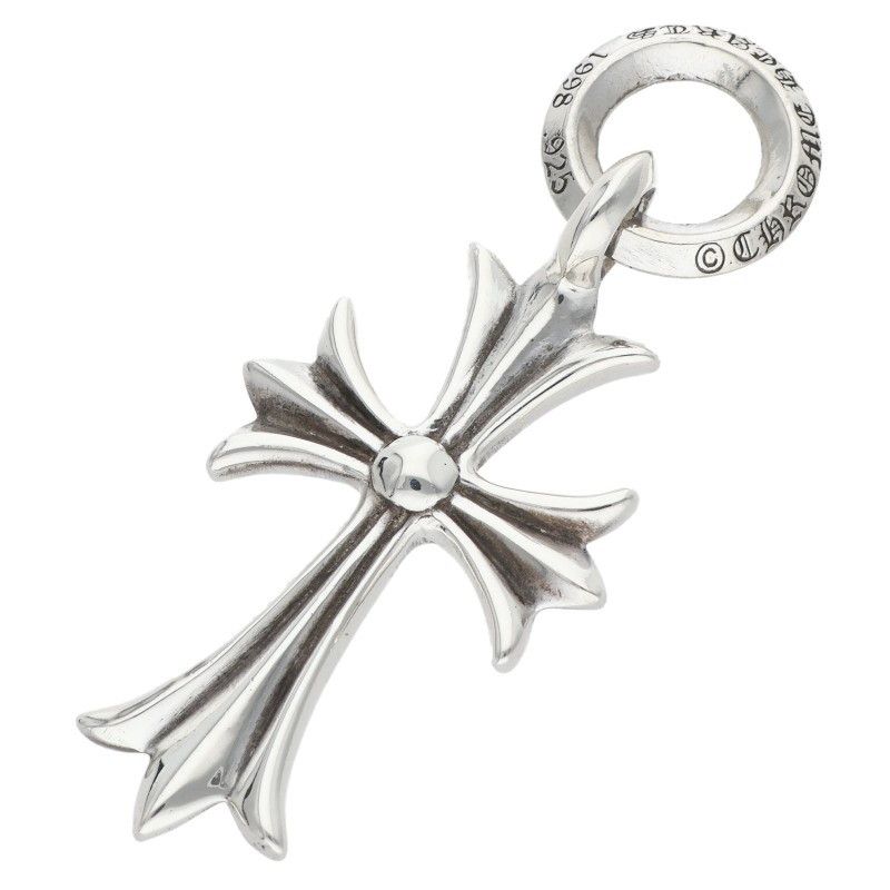 Chrome Hearts Tiny CH Cross Charm Silver Necklace Top — view 2
