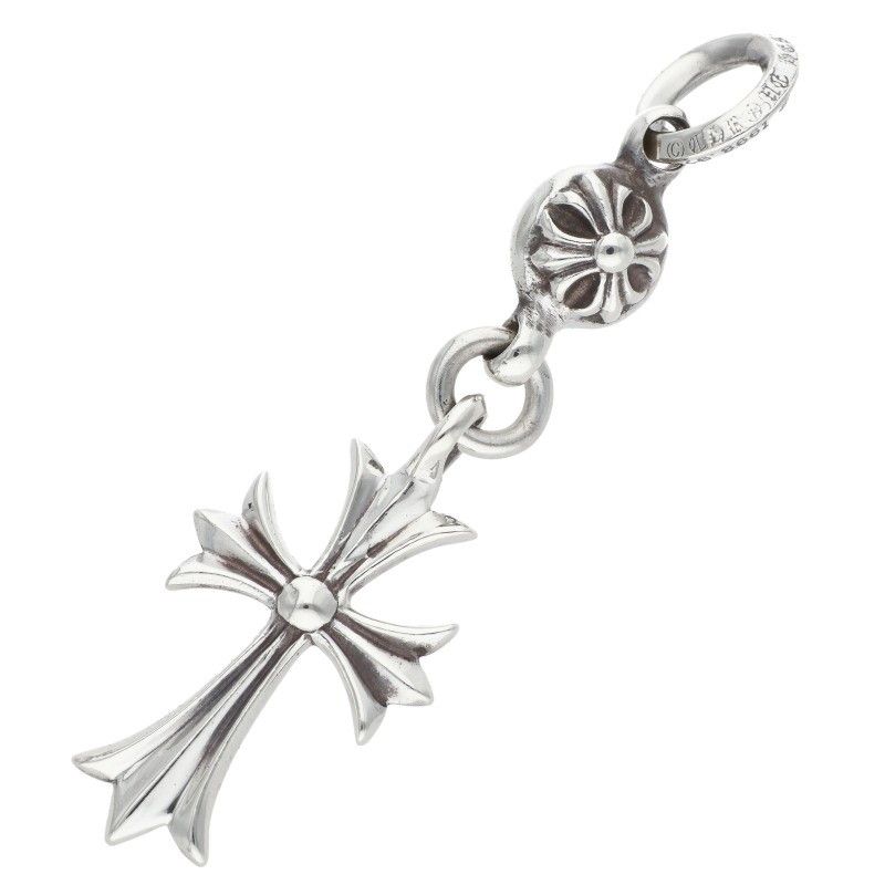 Chrome Hearts Tny CH Crs 1 Ball Tiny CH Cross Charm Silver Necklace Top