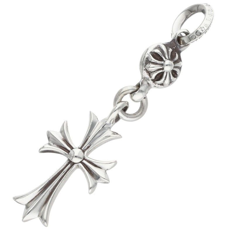 Chrome Hearts Tny CH Crs 1 Ball Tiny CH Cross Charm Silver Necklace Top — view 2