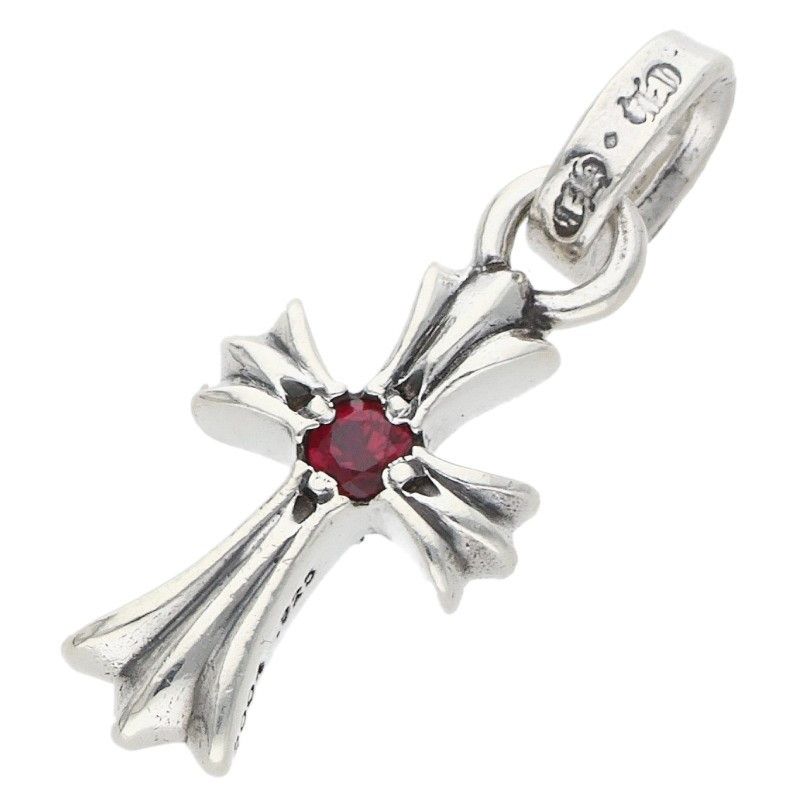 Chrome Hearts Crs Baby Fat Ruby Fat 1 Charm Silver Necklace Top — view 2