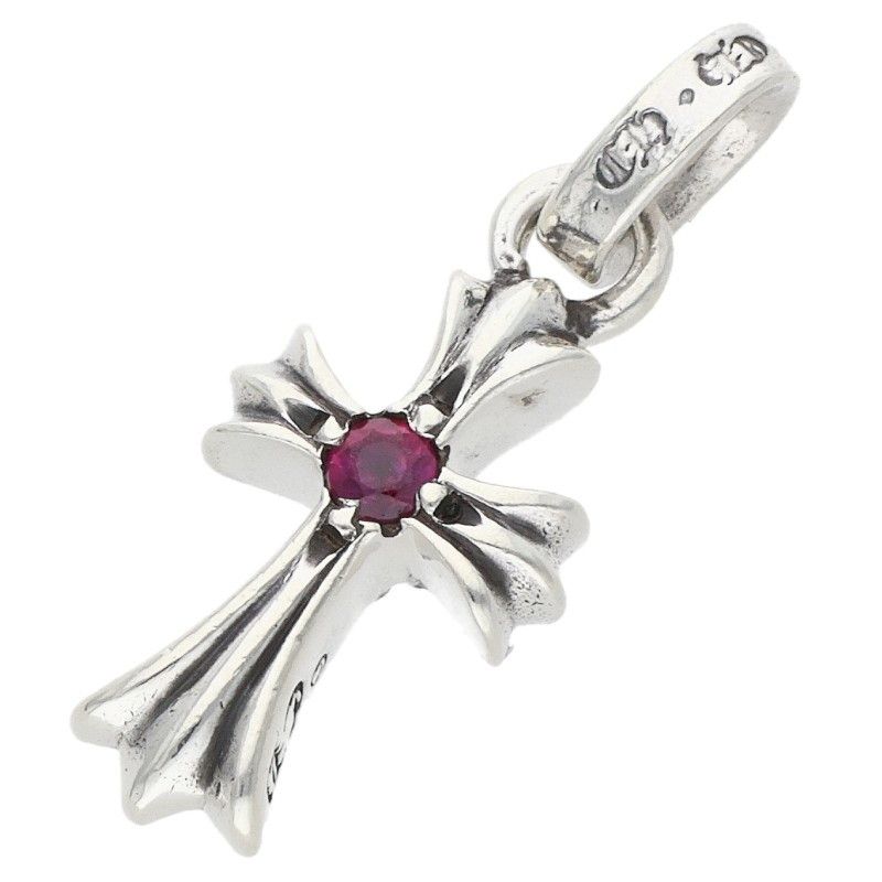 Chrome Hearts Crs Baby Fat Ruby Fat 1 Charm Silver Necklace Top