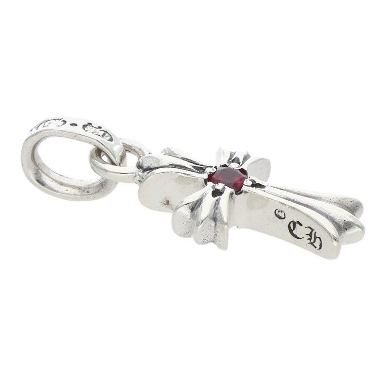 Chrome Hearts Crs Baby Fat Ruby Fat 1 Charm Silver Necklace Top — view 3