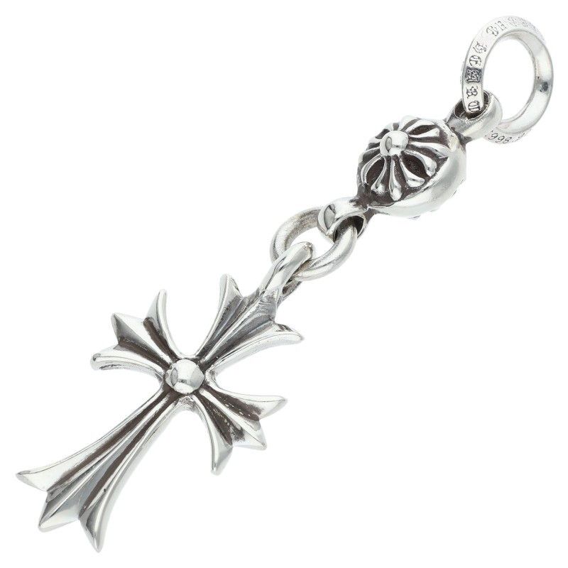 Chrome Hearts Tny CH Crs 1 Ball Tiny CH Cross Charm Silver Necklace Top — view 2
