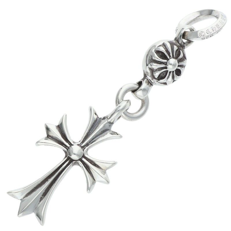 Chrome Hearts Tny CH Crs 1 Ball Tiny CH Cross Charm Silver Necklace Top