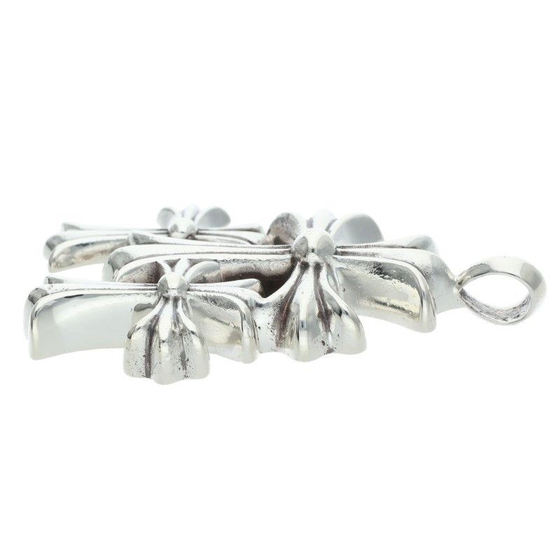 Chrome Hearts 3 CH Crs Sml Triple CH Cross Small Silver Necklace Top — view 5