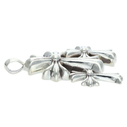 Chrome Hearts 3 CH Crs Sml Triple CH Cross Small Silver Necklace Top — view 4