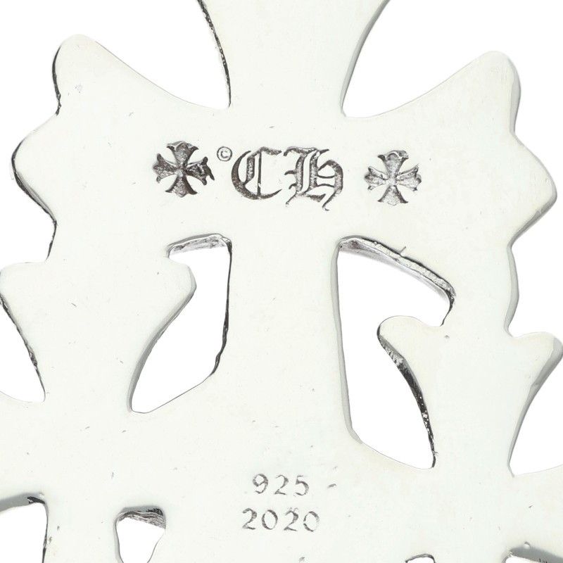Chrome Hearts 3 CH Crs Sml Triple CH Cross Small Silver Necklace Top — view 3