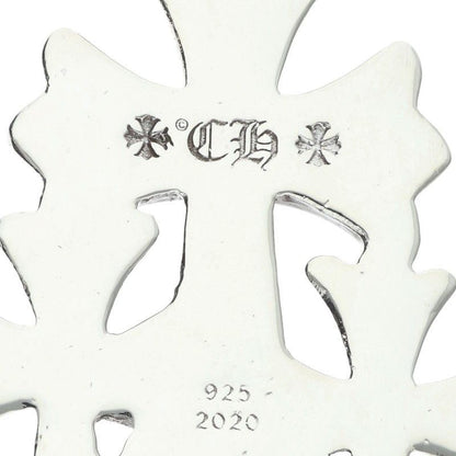 Chrome Hearts 3 CH Crs Sml Triple CH Cross Small Silver Necklace Top — view 3