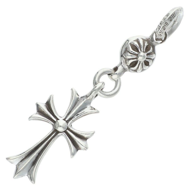 Chrome Hearts Tny CH Crs 1 Ball Tiny CH Cross Silver Necklace Top — view 2