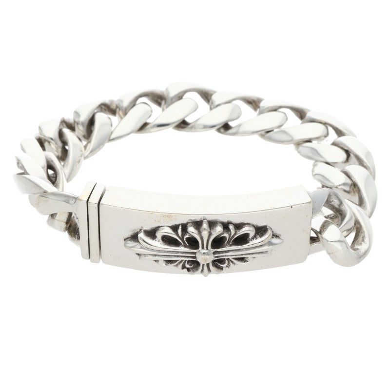 Chrome Hearts ID Floral Crs Cross ID Classic Silver Bracelet