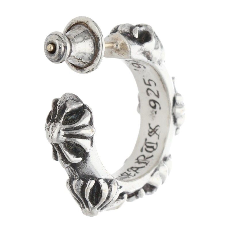 Chrome Hearts Hoop Cross Sml Band Silver Earrings — view 2