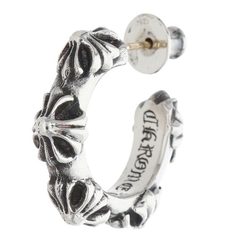 Chrome Hearts Hoop Cross Sml Band Silver Earrings
