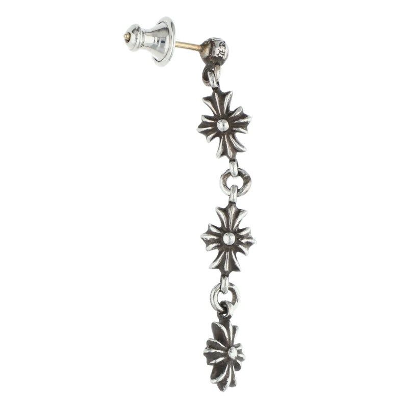 Chrome Hearts Tiny CH Pls 3 Ech Plus 3 Drop Silver Earrings — view 2