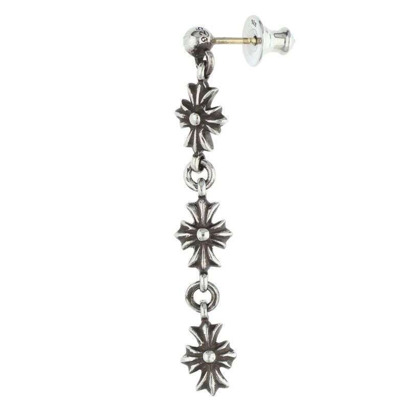 Chrome Hearts Tiny CH Pls 3 Ech Plus 3 Drop Silver Earrings