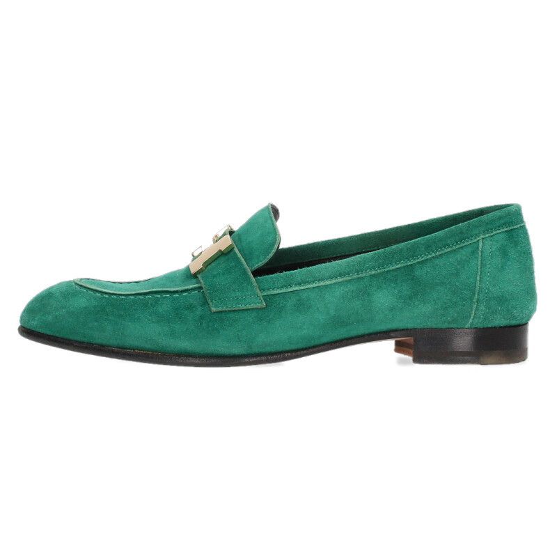 Hermes Buckle Suede Loafers