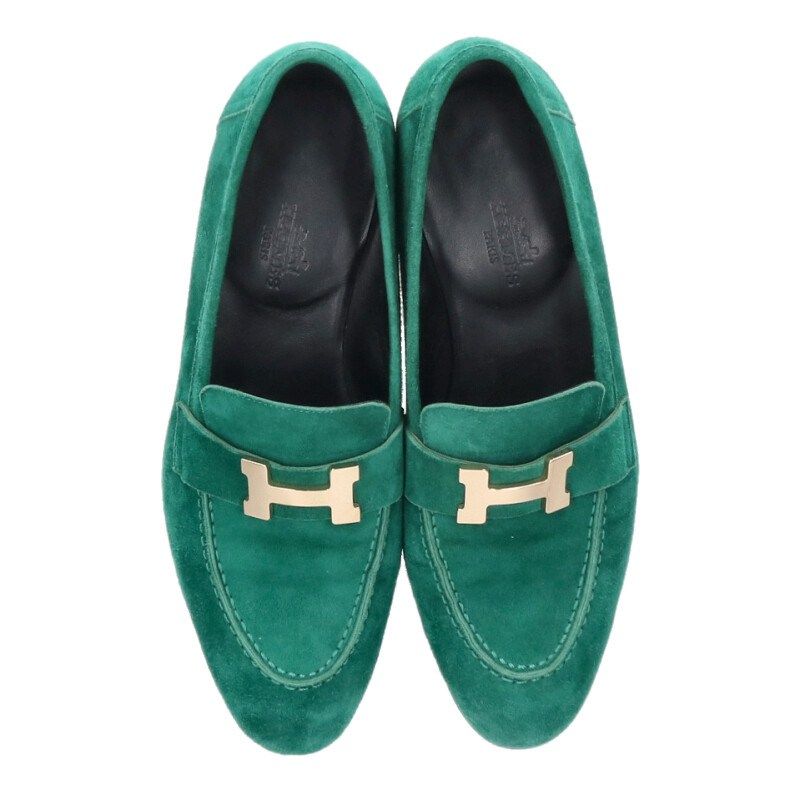 Hermes Buckle Suede Loafers — view 4